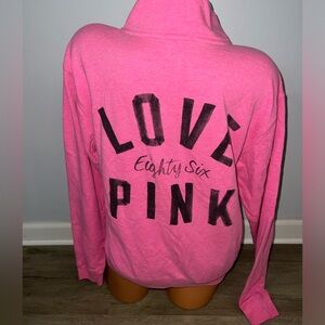 Pink Victoria’s Secret 1/4 Zip Pink sweatshirt pullover logo shirt top Small